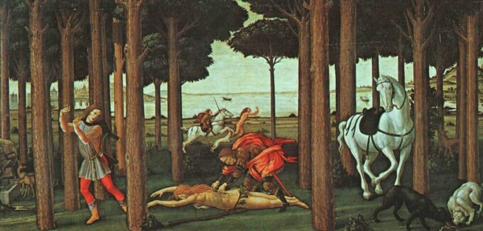 La historia de Nastagio degli Onesti (Segundo episodio) – Sandro Botticelli Sandro Botticelli 140x70