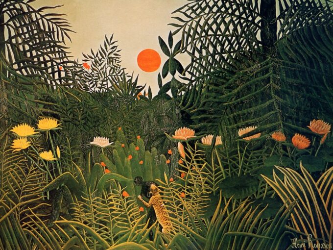 Un hombre negro atacado por un jaguar – Henri Rousseau Henri Rousseau 85x75