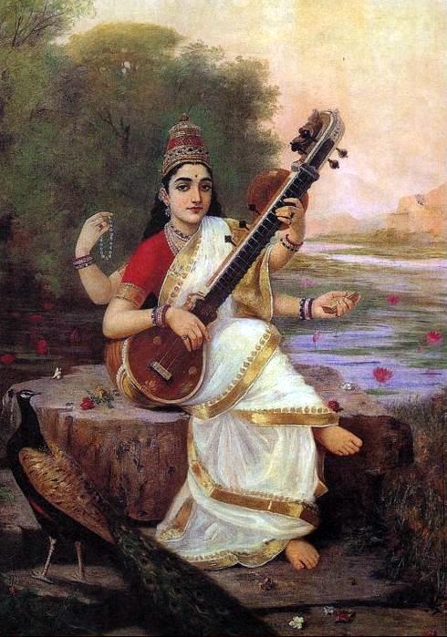 Pintura de la diosa Saraswati – Raja Ravi Varma Raja Ravi Varma