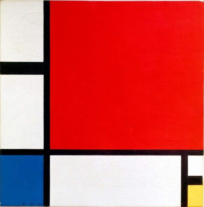 Composición con rojo, azul y amarillo – Mondrian Cuadros Populares 70x70