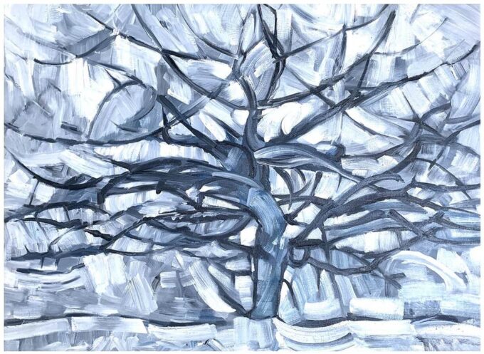 Árbol plateado – Mondrian Piet Mondrian 105x70