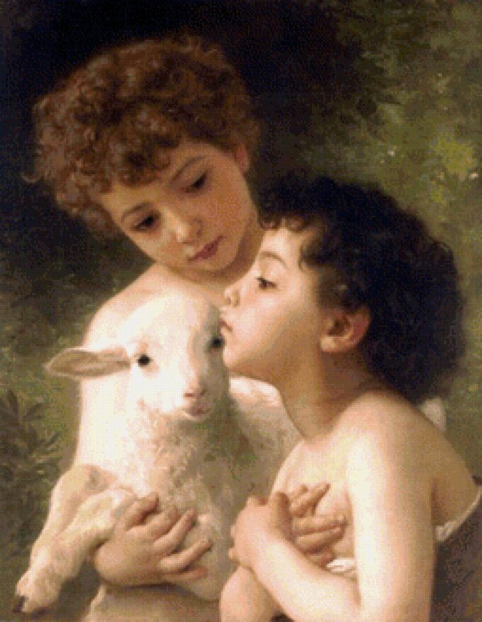 Niños con cordero – William Bouguereau William Bouguereau 70x85