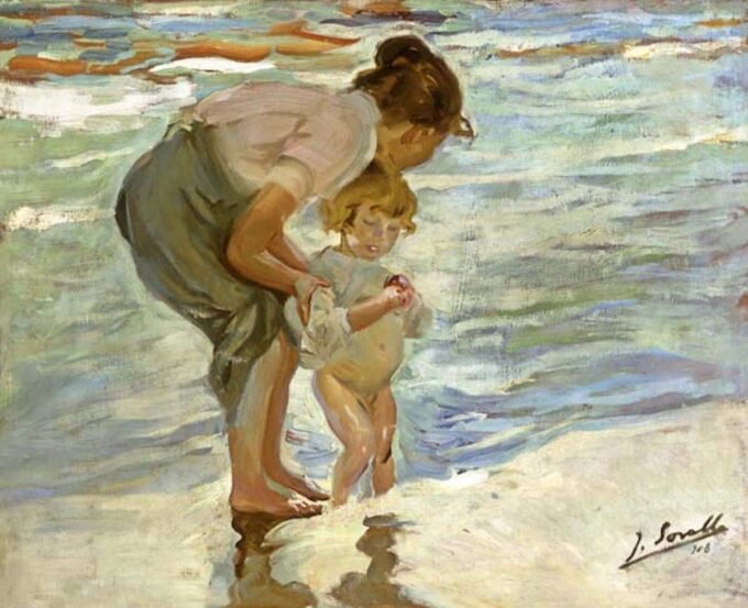 Madre e hijo en la playa – Sorolla Joaquín Sorolla 85x75