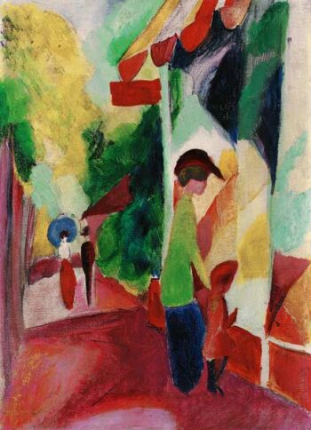 Vitrina de tienda con árboles amarillos – August Macke August Macke