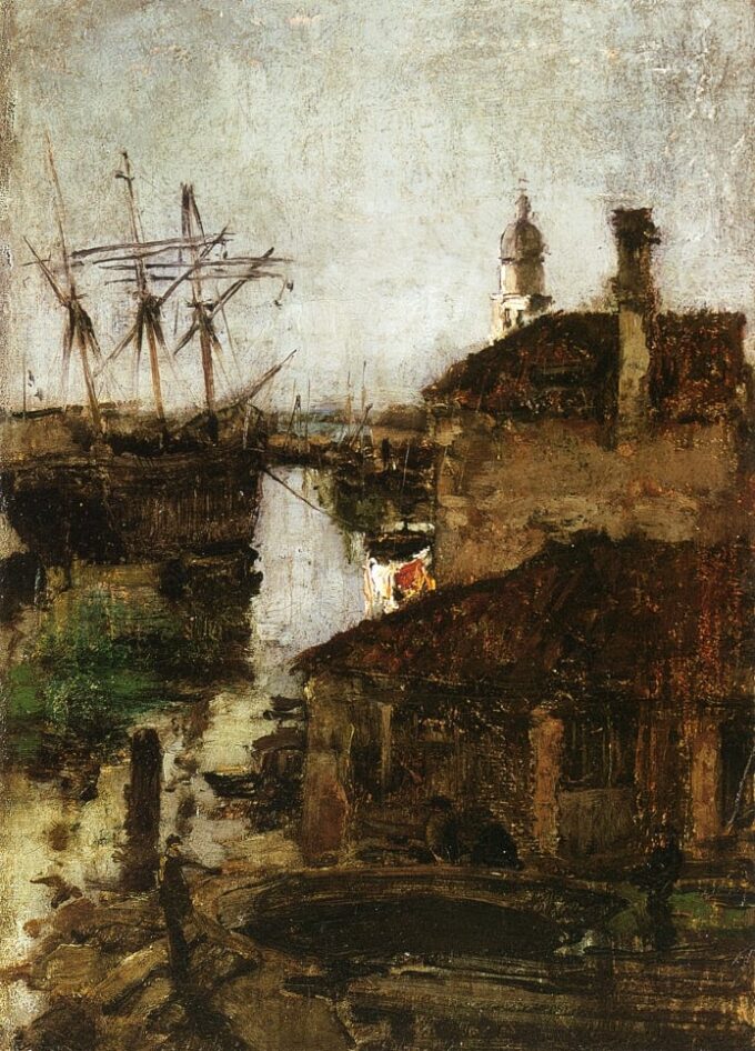 Barco y muelle, Venecia – John Henry Twachtman John Henry Twachtman