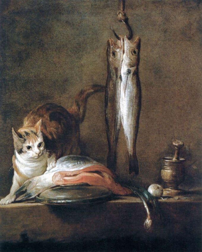 Bodegón con gato y pez – Jean Siméon Chardin Jean Siméon Chardin