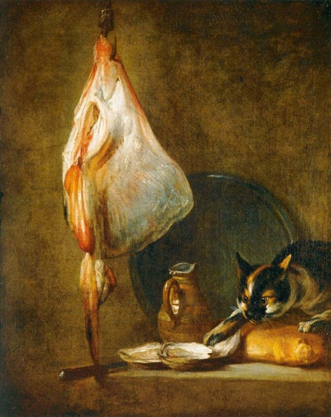 Bodegón con un gato y una raya – Jean Siméon Chardin Jean Siméon Chardin