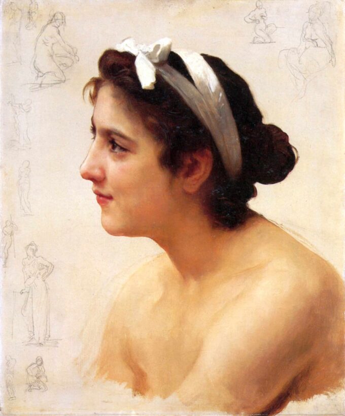 Estudio de una mujer para ofrecer al amor – William Bouguereau William Bouguereau 70x85