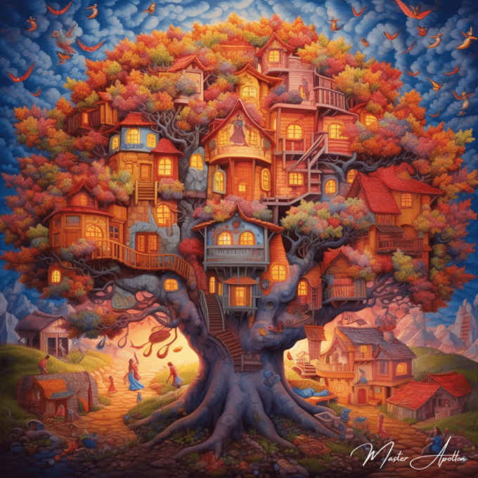 Tabla árbol de vida casa del mundo pueblo Cuadros Contemporáneos Árboles