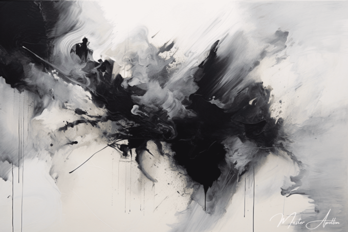 «Cuadro contemporáneo abstracto en blanco y negro de Dana» Pinturas abstractas contemporáneas