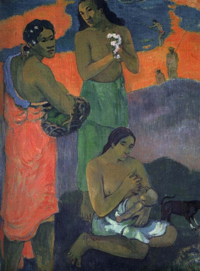 Mujeres al borde del mar (La maternidad) – Paul Gauguin Paul Gauguin 70x105