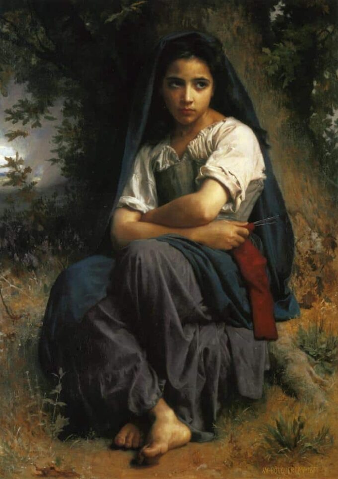 La pequeña tejedora – William Bouguereau William Bouguereau 70x105