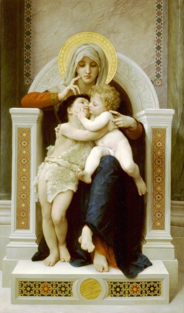 La Virgen, Jesús y San Juan Bautista de William Bouguereau Cuadros Populares 70x120