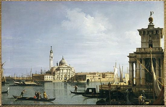 La isla de San Giorgio Maggiore, en Venecia, con la Punta della Dogana y numerosos barcos – Giovanni Antonio Canal Giovanni Antonio Canal 105x70