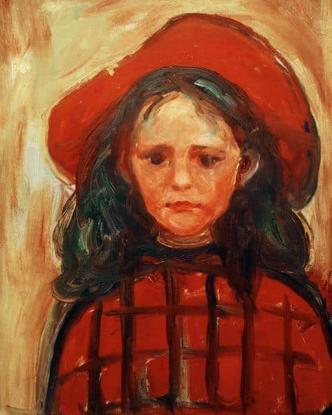 Chica en vestido rojo a cuadros y sombrero rojo – Edvard Munch Edvard Munch 70x85