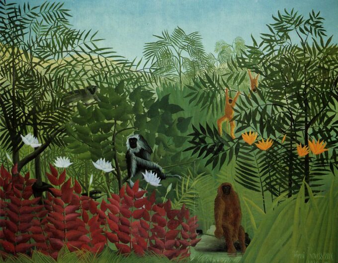 Selva tropical con monos y serpiente – Henri Rousseau Henri Rousseau 85x75