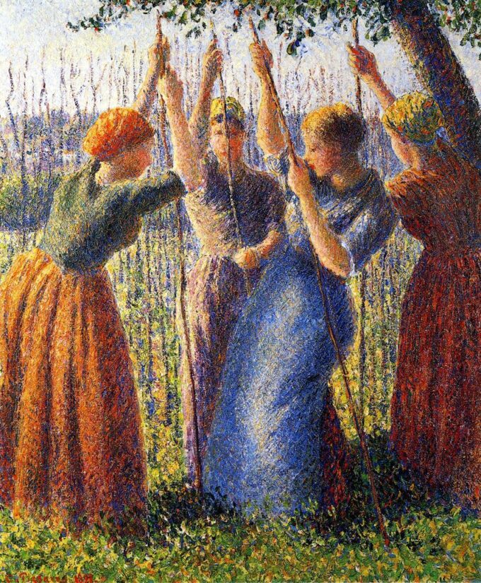 Campesinas plantando estacas – Camille Pissarro Camille Pissarro 70x85