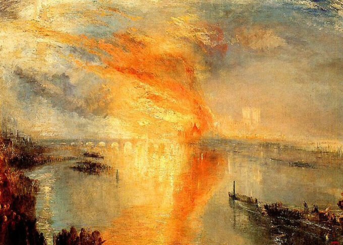 El incendio de la Cámara de los Lores y de los Comunes – William Turner William Turner 105x70