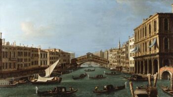 Vista del Gran Canal desde el sur, el Palazzo Foscari a la derecha y el puente de Rialto enfrente – Giovanni Antonio Canal Giovanni Antonio Canal