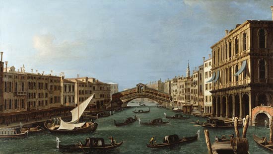 Vista del Gran Canal desde el sur, el Palazzo Foscari a la derecha y el puente de Rialto enfrente – Giovanni Antonio Canal Giovanni Antonio Canal 120x70