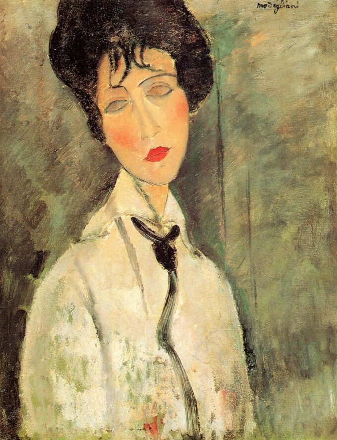 Retrato de una mujer con una corbata negra – Amadeo Modigliani Amedeo Modigliani