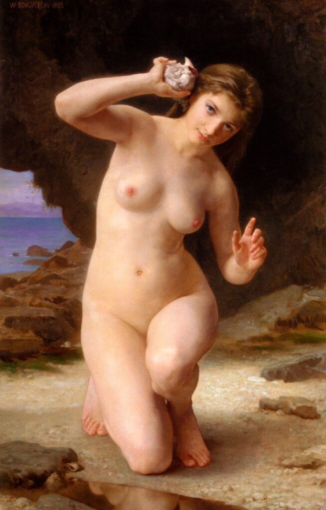 Mujer con una concha – William Bouguereau William Bouguereau 70x105